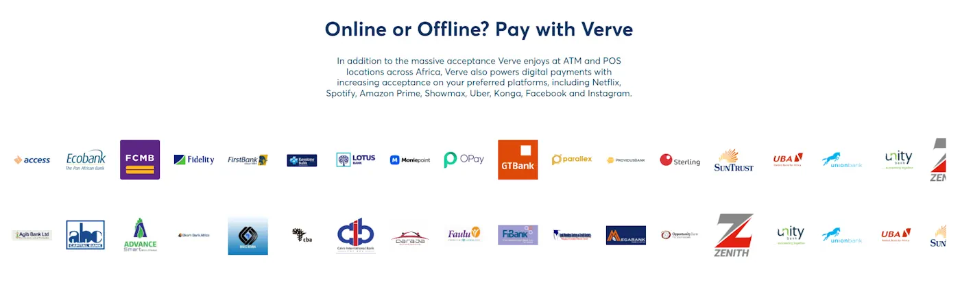 Verve Partner banks Screenshot